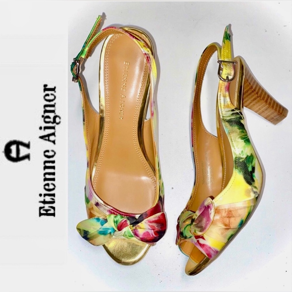 Etienne Aigner ‘Darla’ Floral Bow Slingback Shoes Size 10M